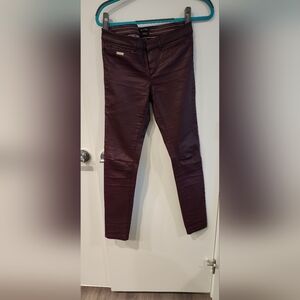 Lowrise Massimo Dutti Burgundy Skinnyfit Leather Pants Size 4